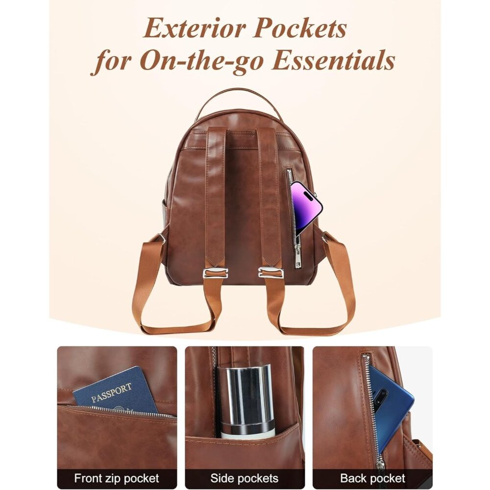 Chic Vegan Leather Mini Backpack With Tassel Vers… - image 5